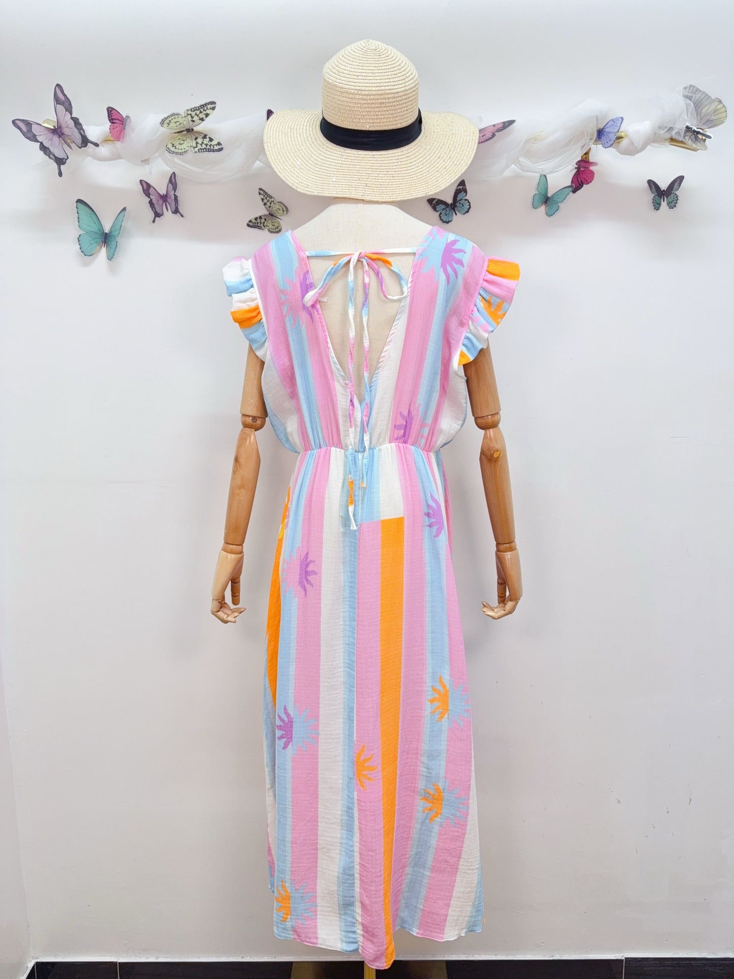 Musselin Kleid Streifen Pastell