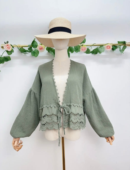 Musselin Bluse Spitze