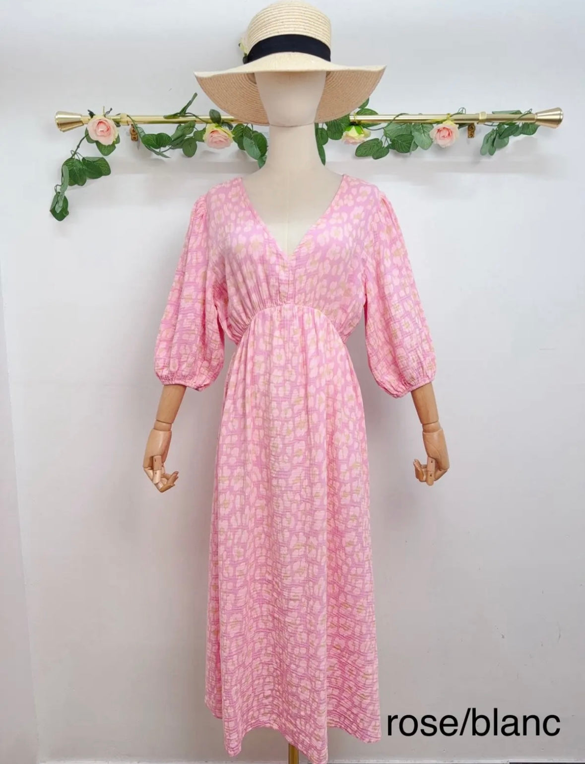 Leo Musselin Kleid Lang 3/4 Arm