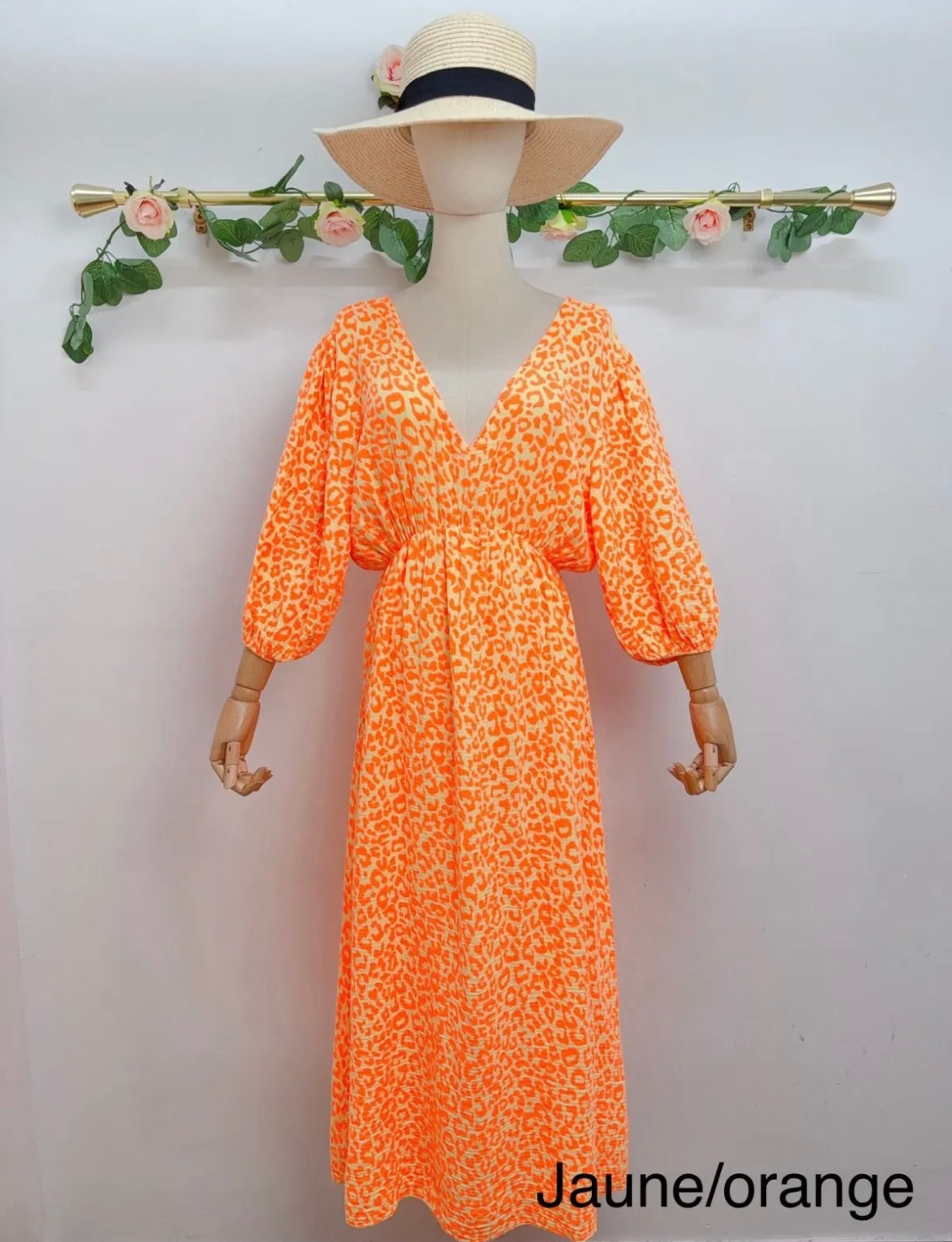 Leo Musselin Kleid Lang 3/4 Arm