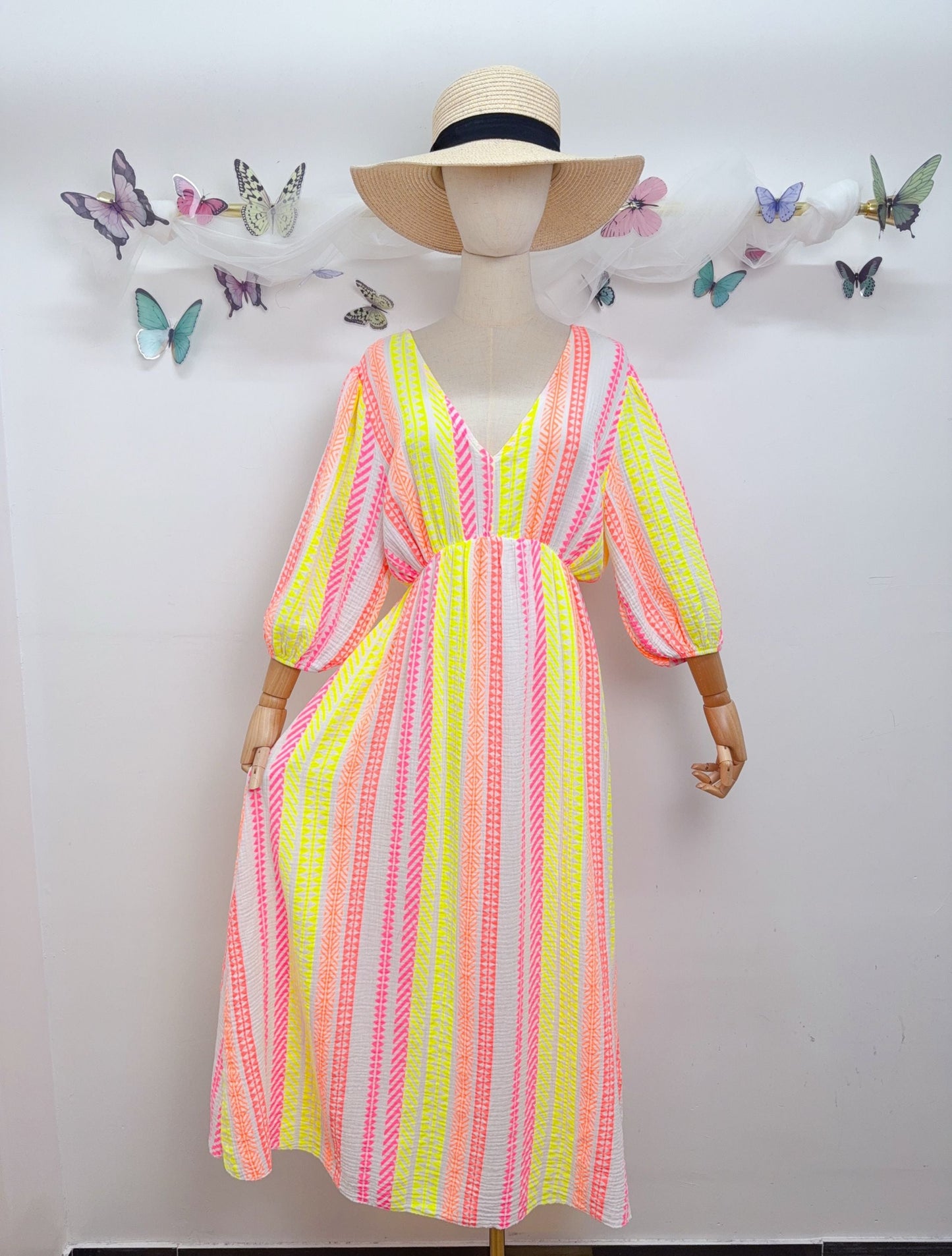 Musselin Kleid Gestreifte Muster