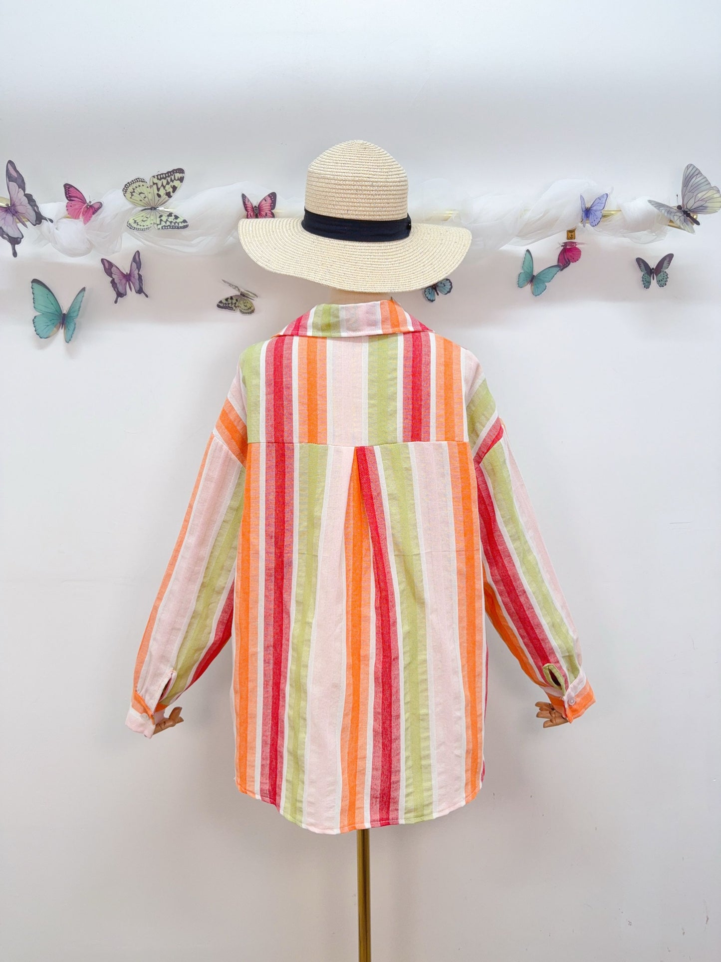 Baumwolle Bluse Streifen Pastell