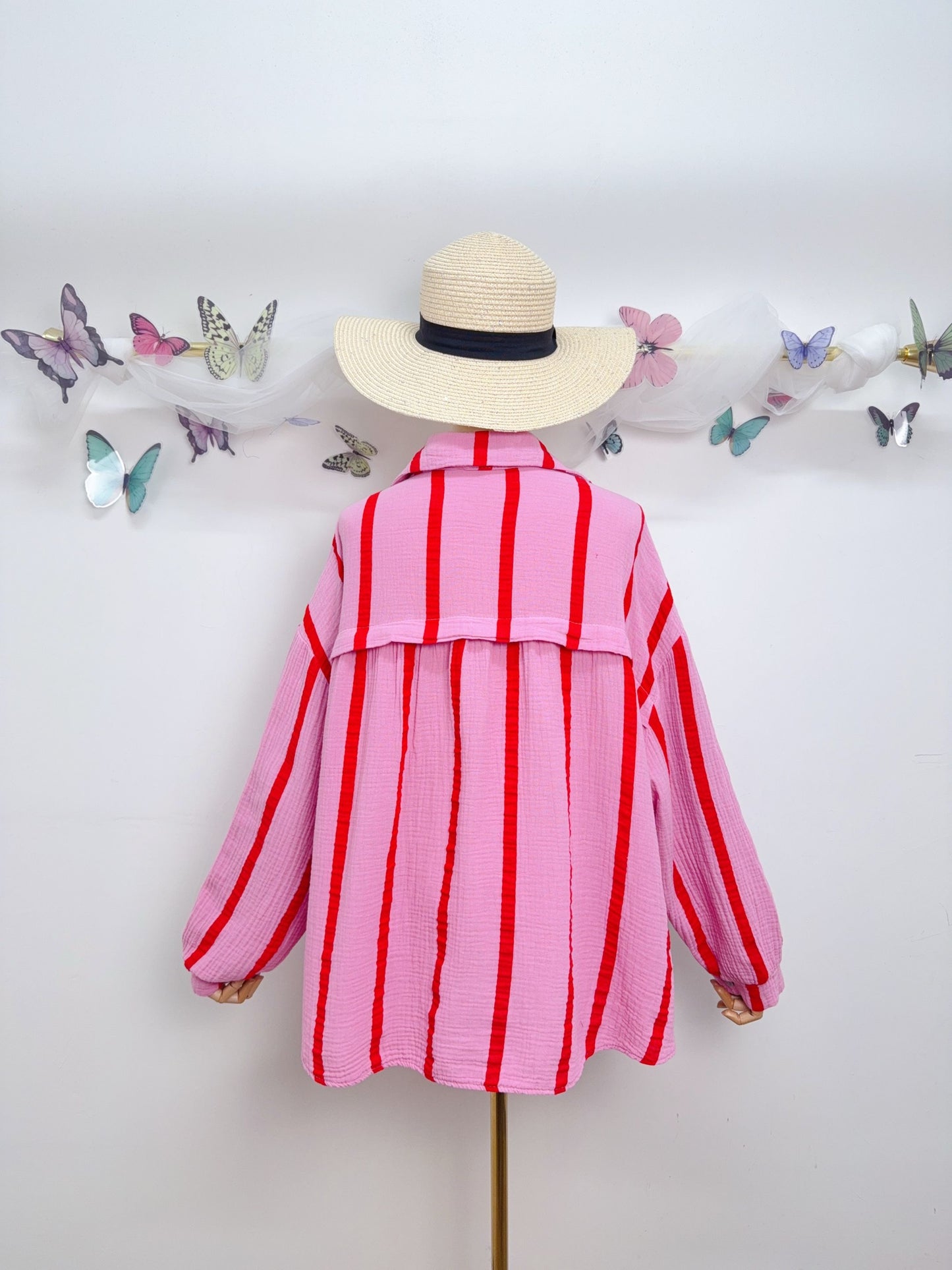 Musselin Bluse Orange Streifen