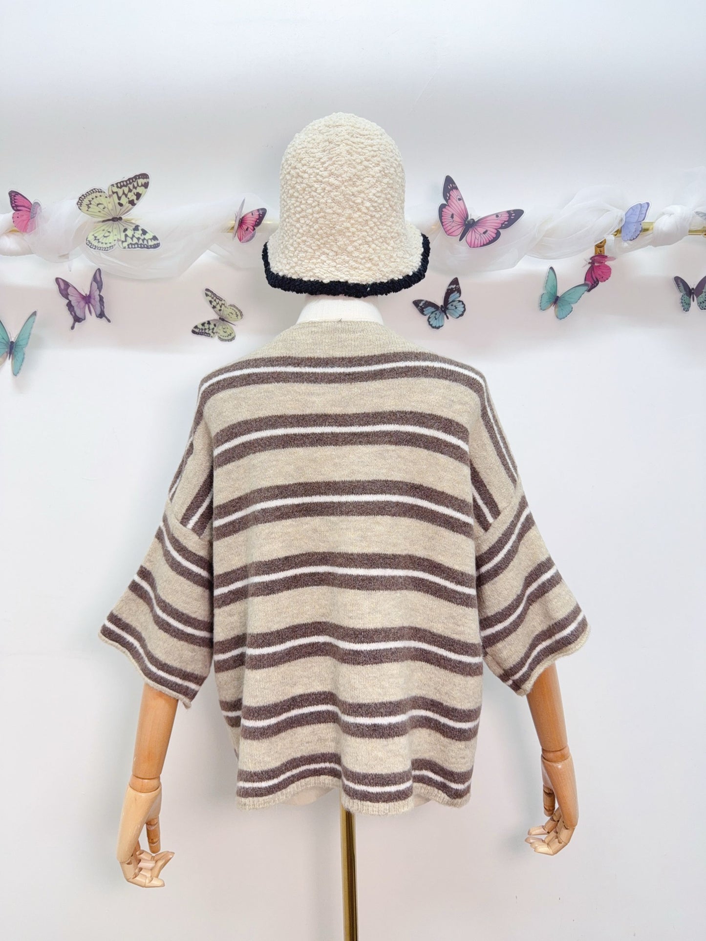 Strickpullover Kurzarm Gestreift