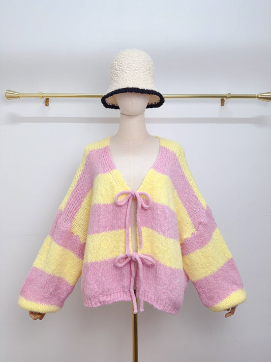 Streifen Strick Cardigan Schleifen