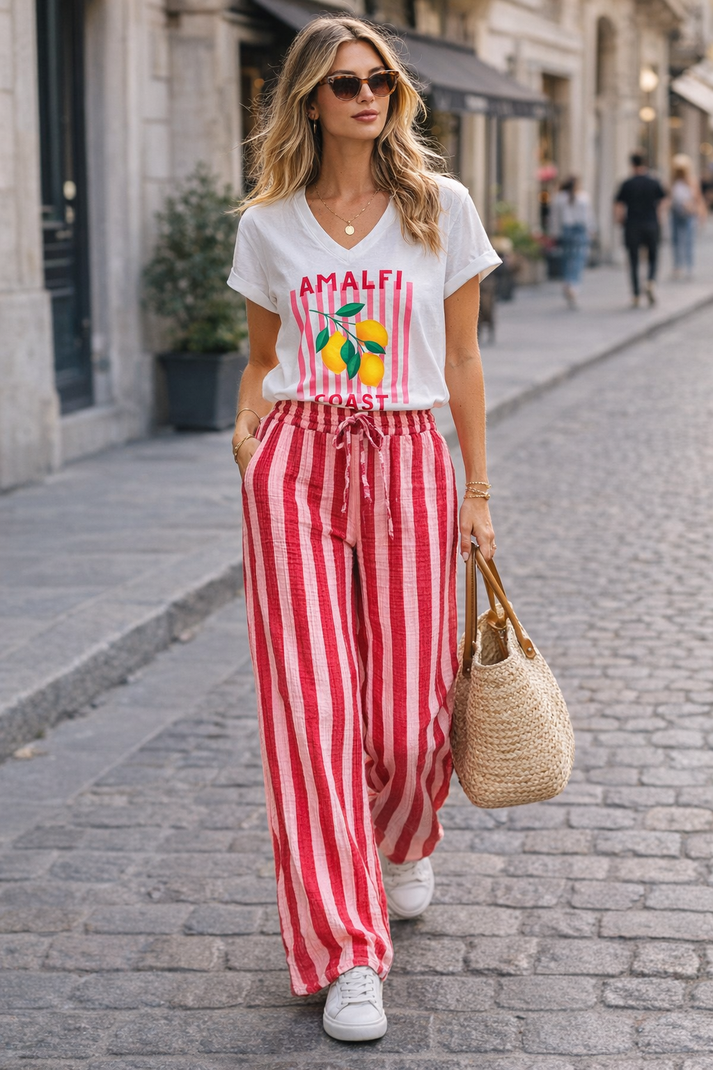 Musselin Hose Rosa Rot