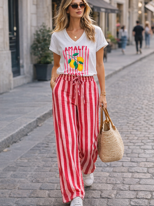 Musselin Hose Rosa Rot