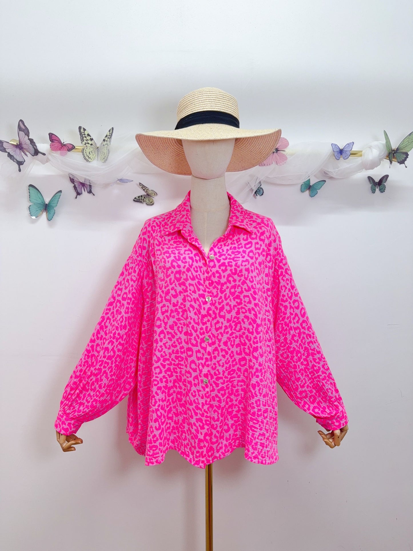 Leo Musselin Bluse Neon