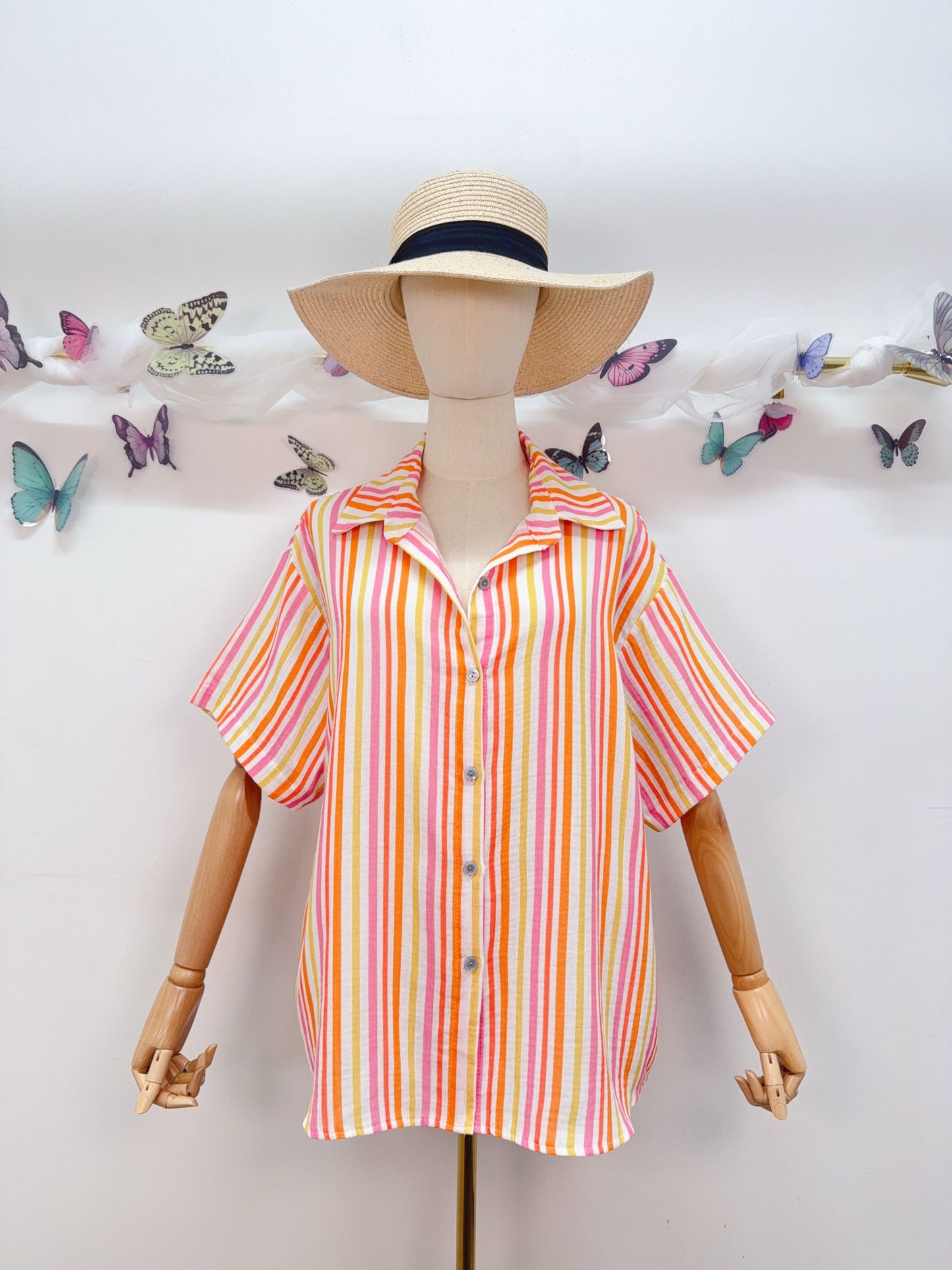 Bluse Kurzarm Streifen