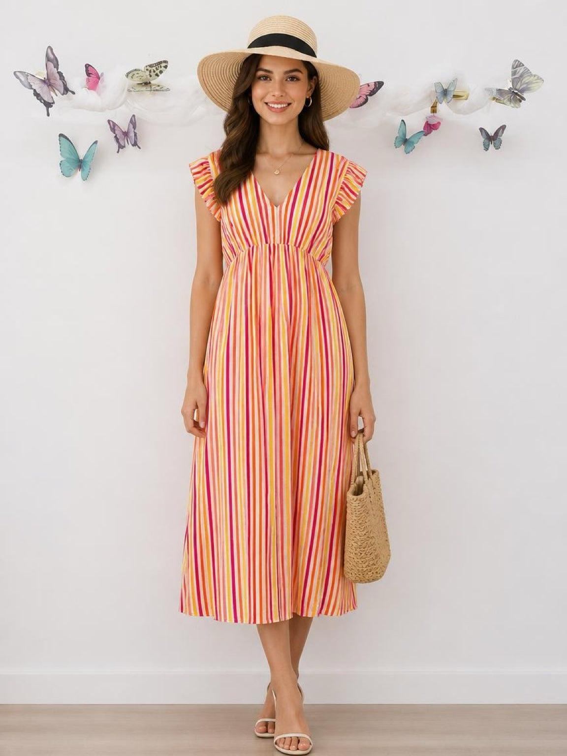Sommerkleid Streifen Kurzarm