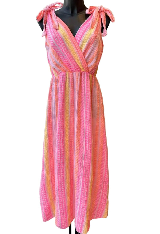 Musselin Kleid Pink Rosa Streifen