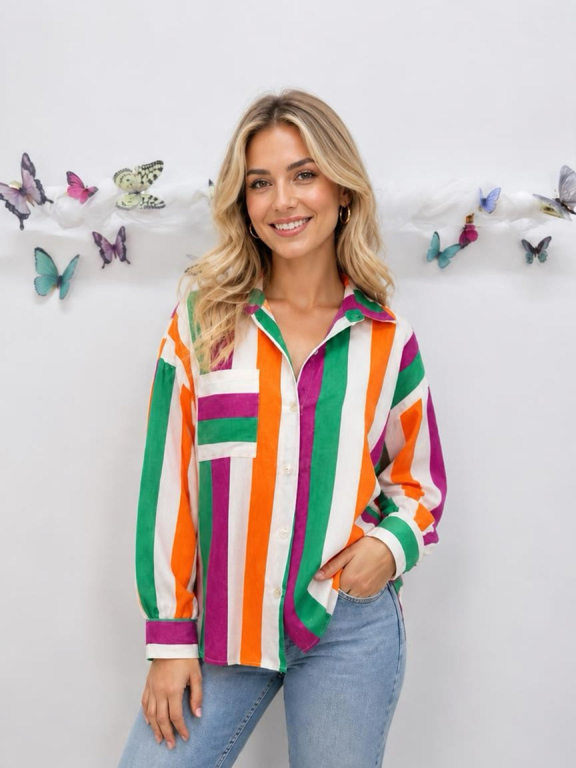 Baumwolle Bluse Streifen