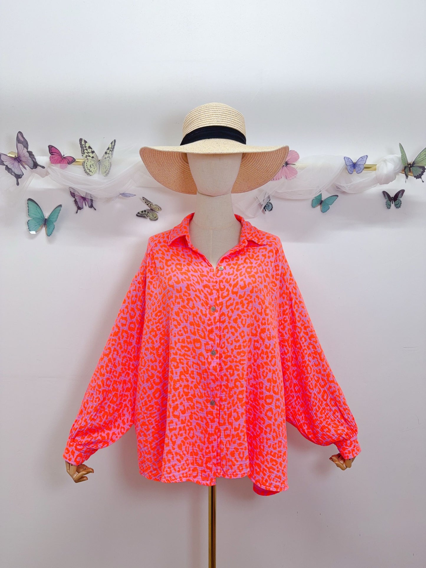 Leo Musselin Bluse Neon