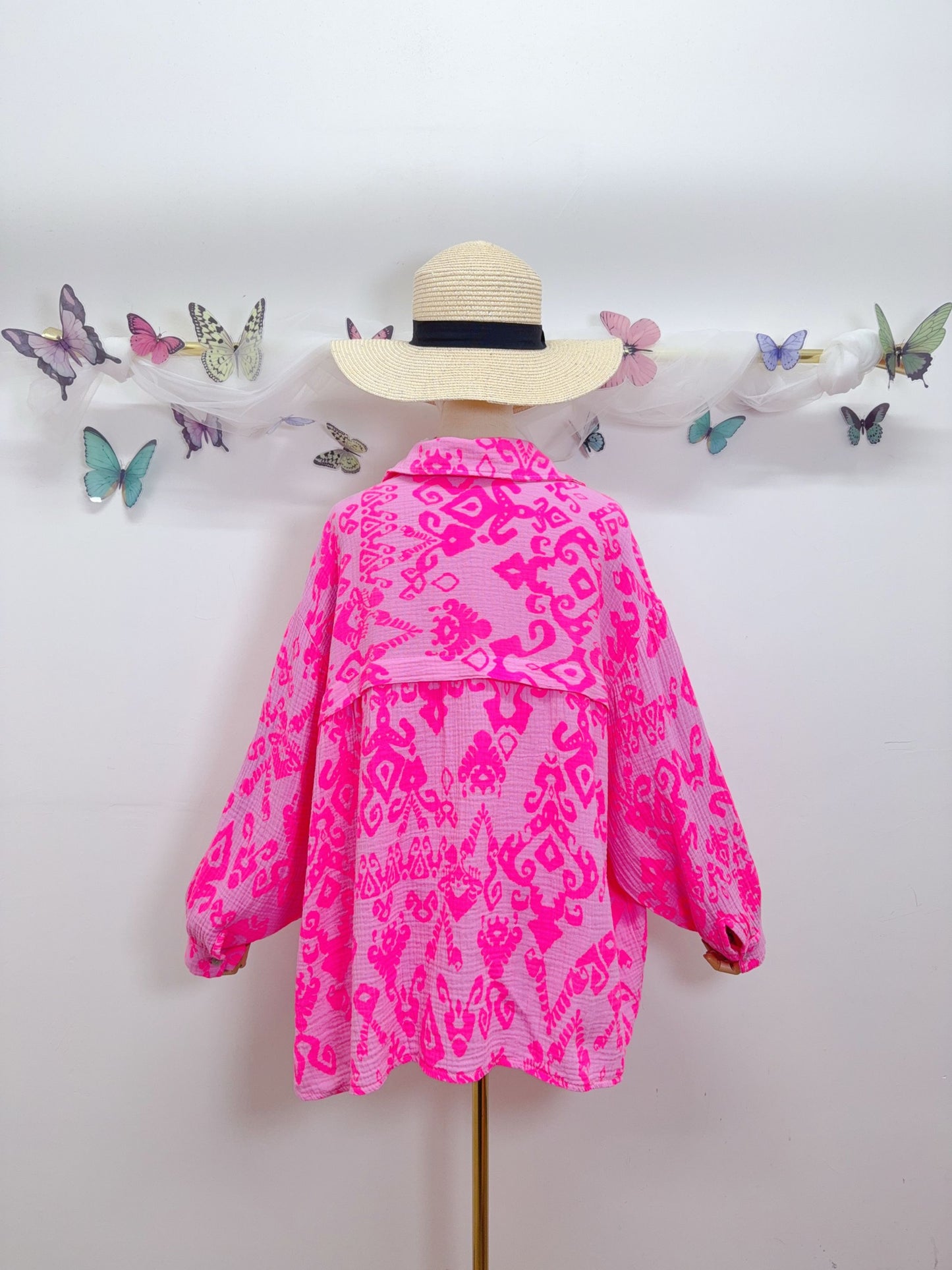Musselin Bluse Muster Langarm
