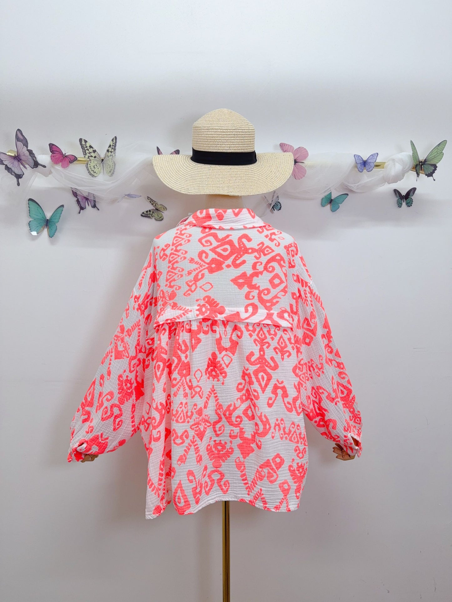 Musselin Bluse Muster Langarm