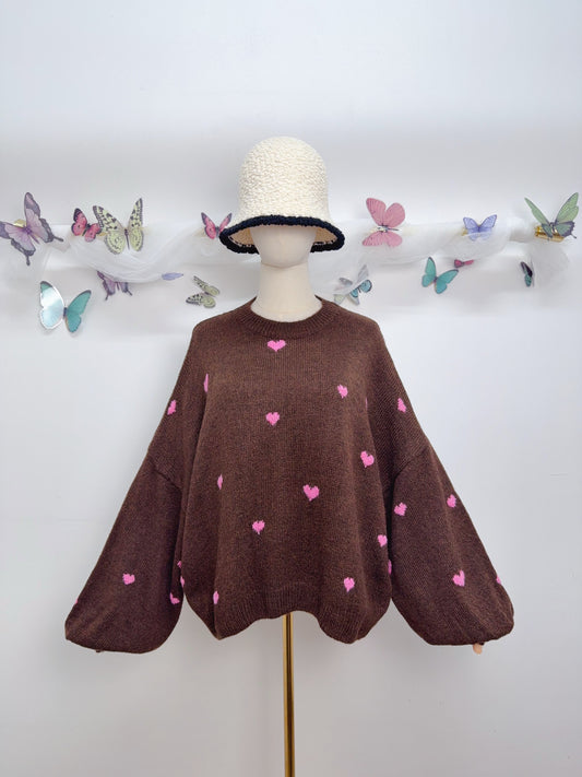 Strick Herz Pullover Oversize
