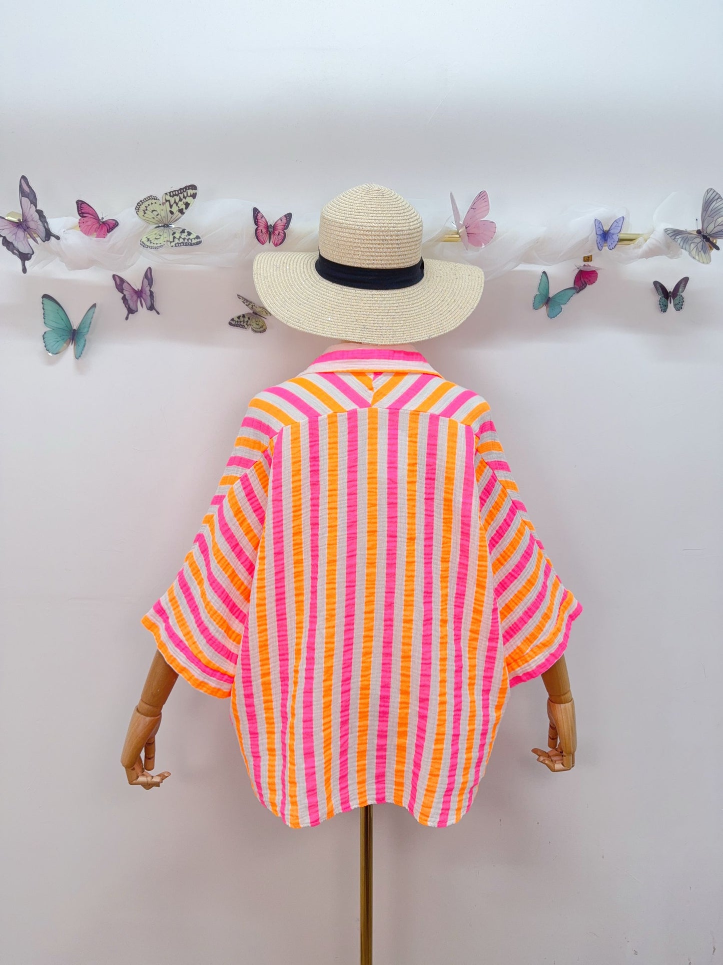 Musselin Bluse Kurzarm Stripes