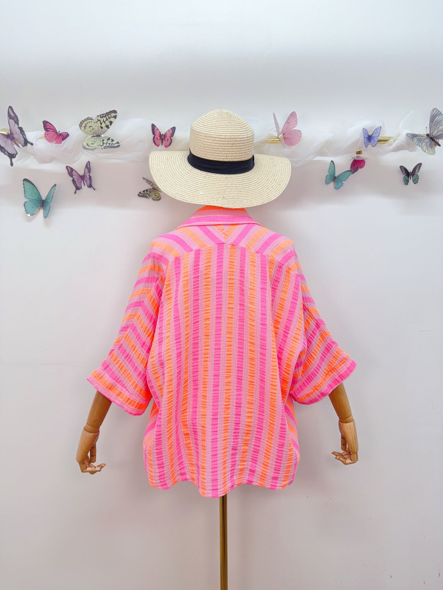 Musselin Bluse Kurzarm Stripes