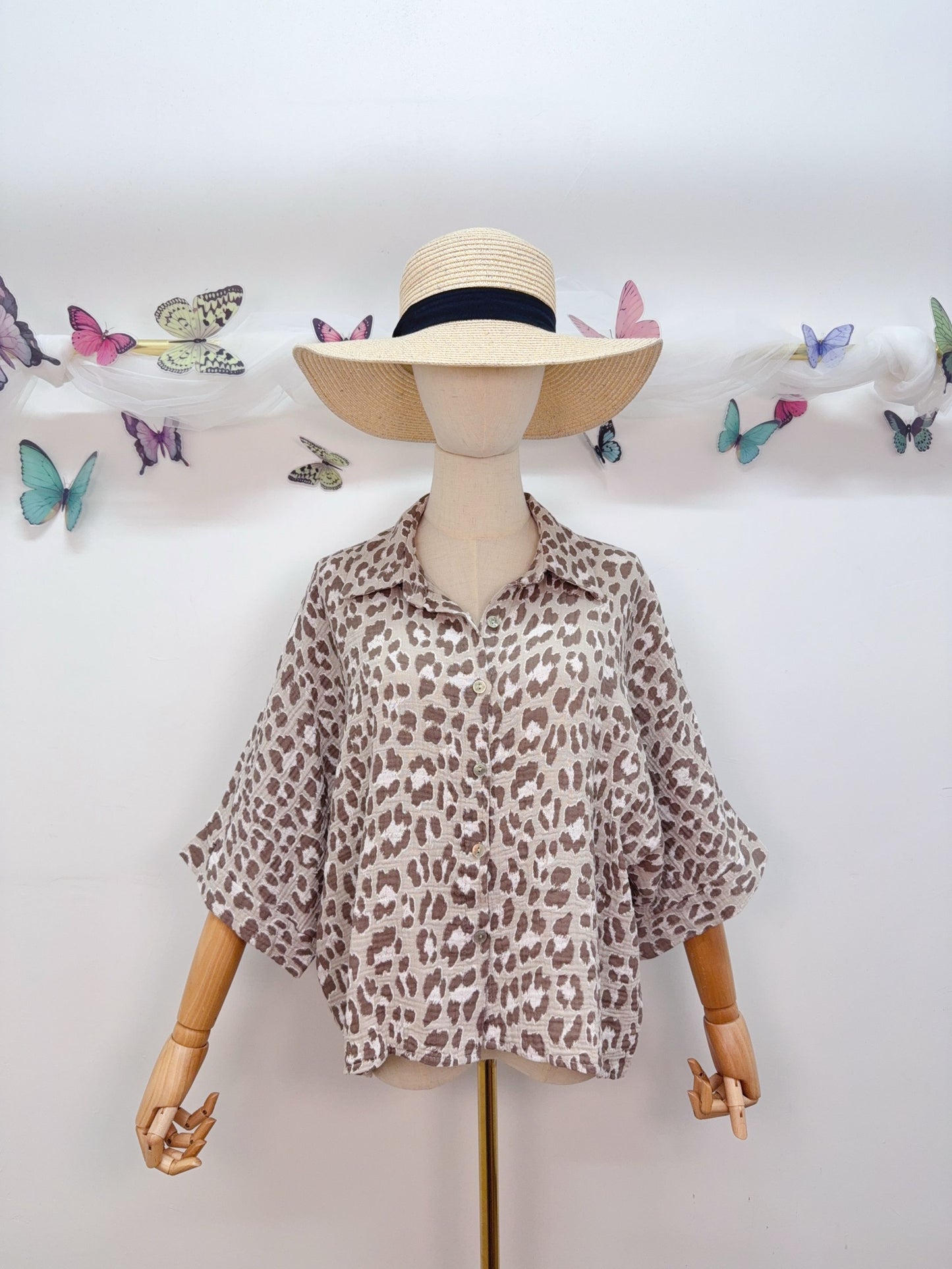 Leo Musselin Bluse Kurzarm