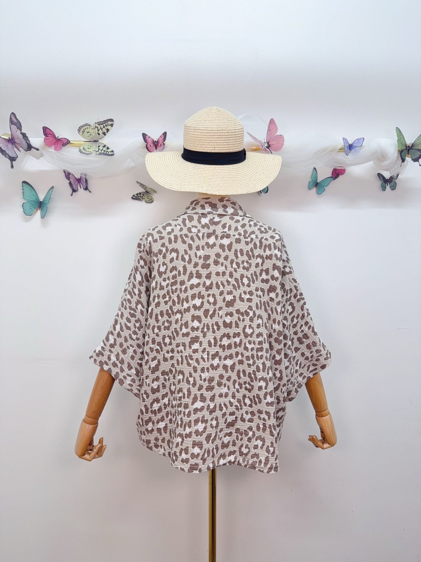 Leo Musselin Bluse Kurzarm
