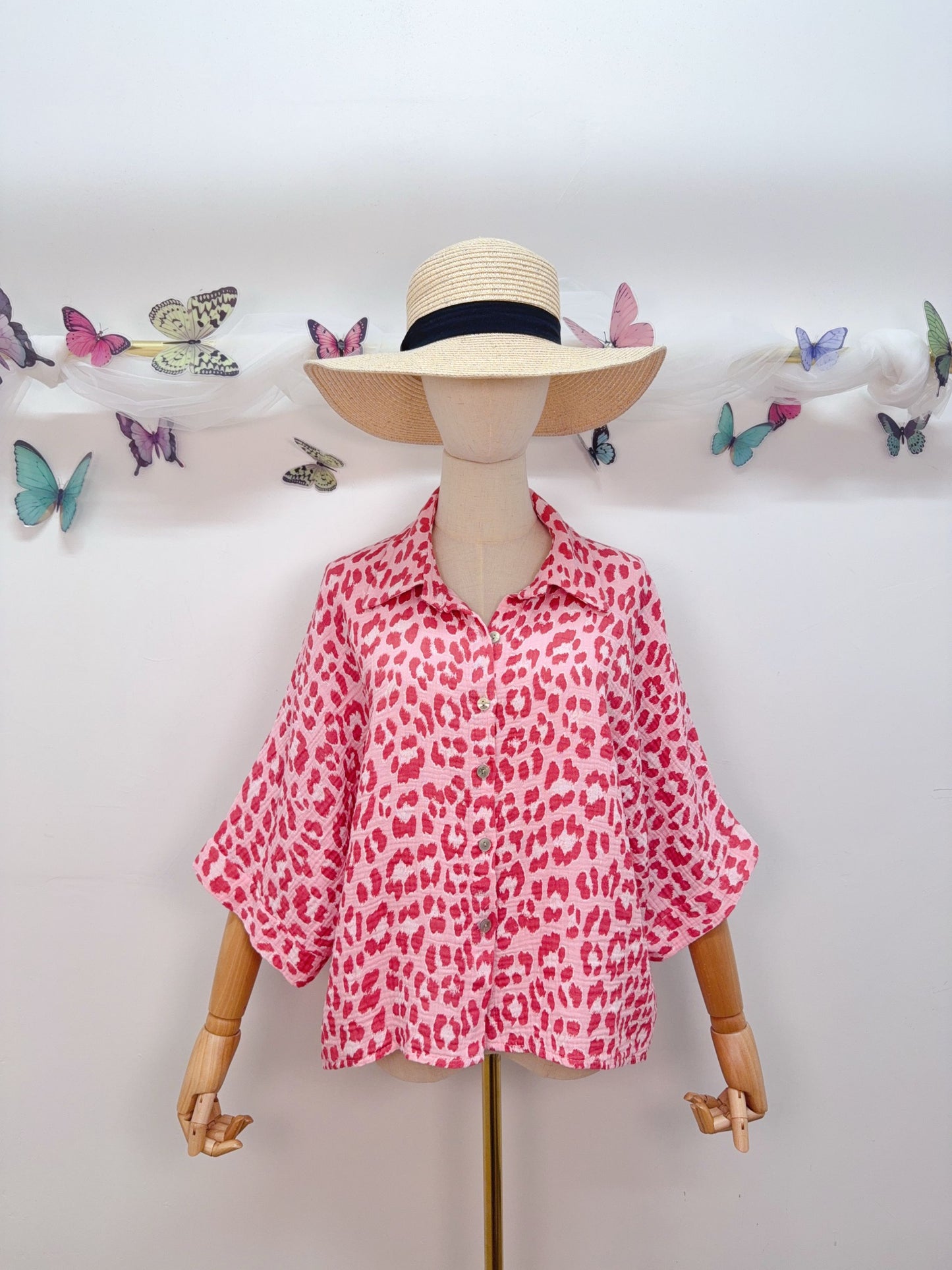 Leo Musselin Bluse Kurzarm