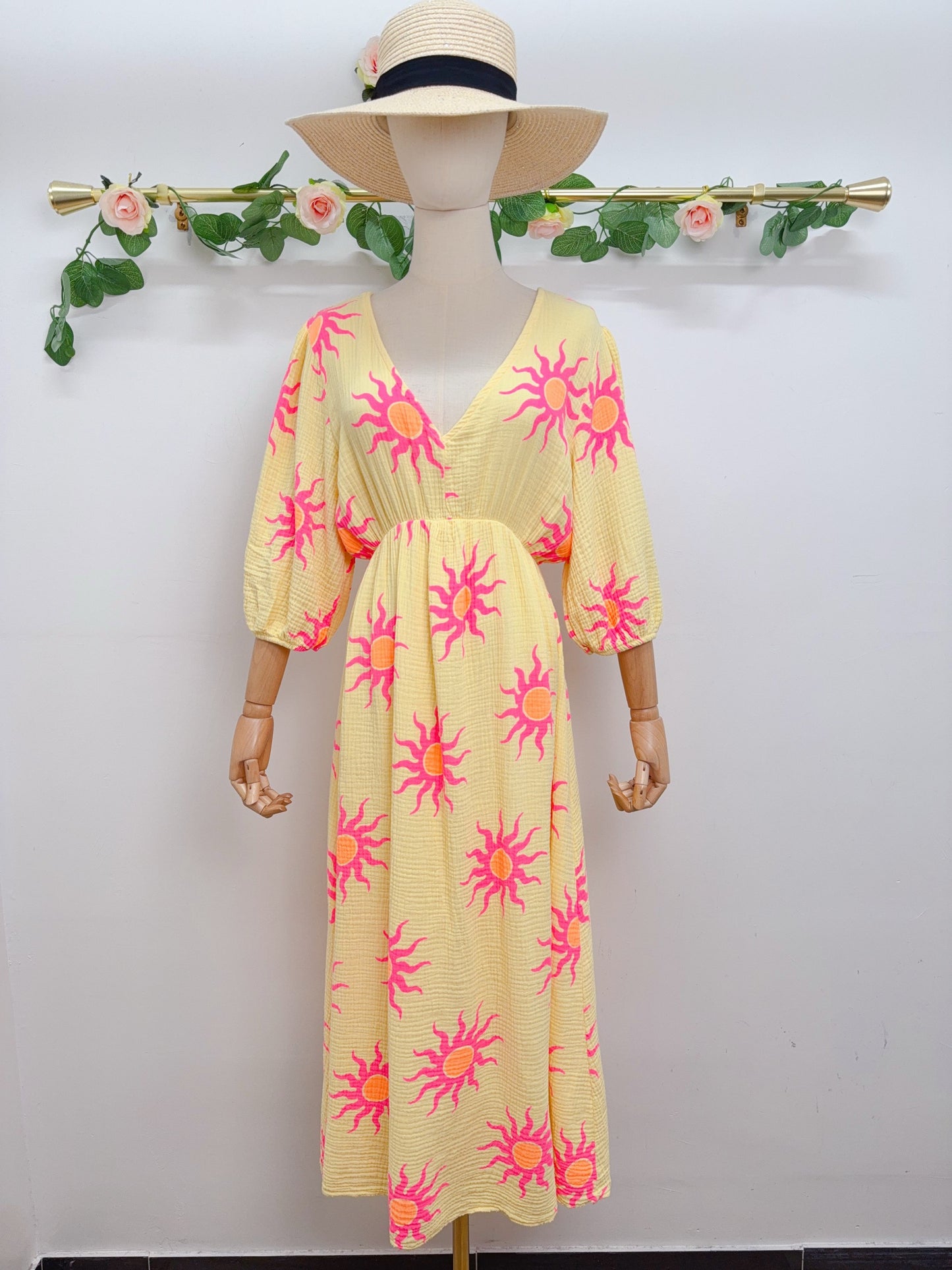 Kleid Musselin Sonne Lang