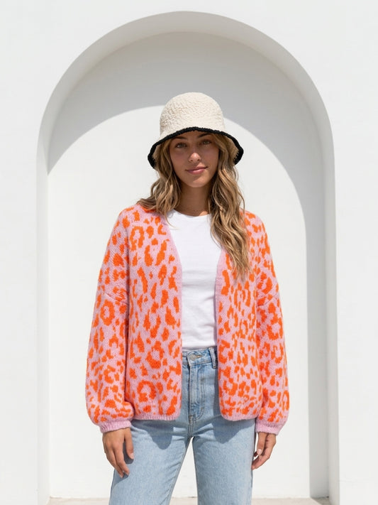 Cardigan Strick Leopard