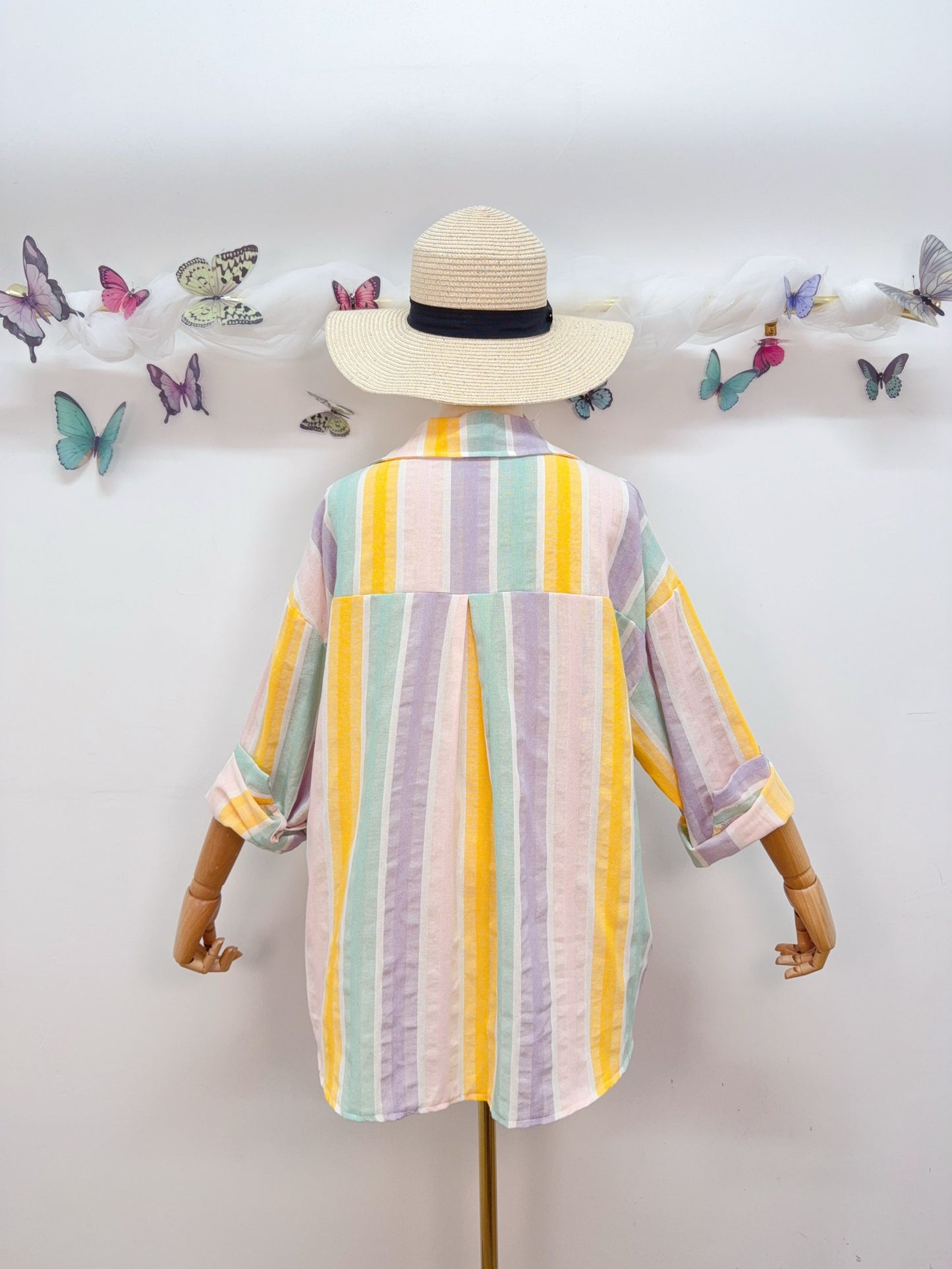 Baumwolle Bluse Streifen Pastell