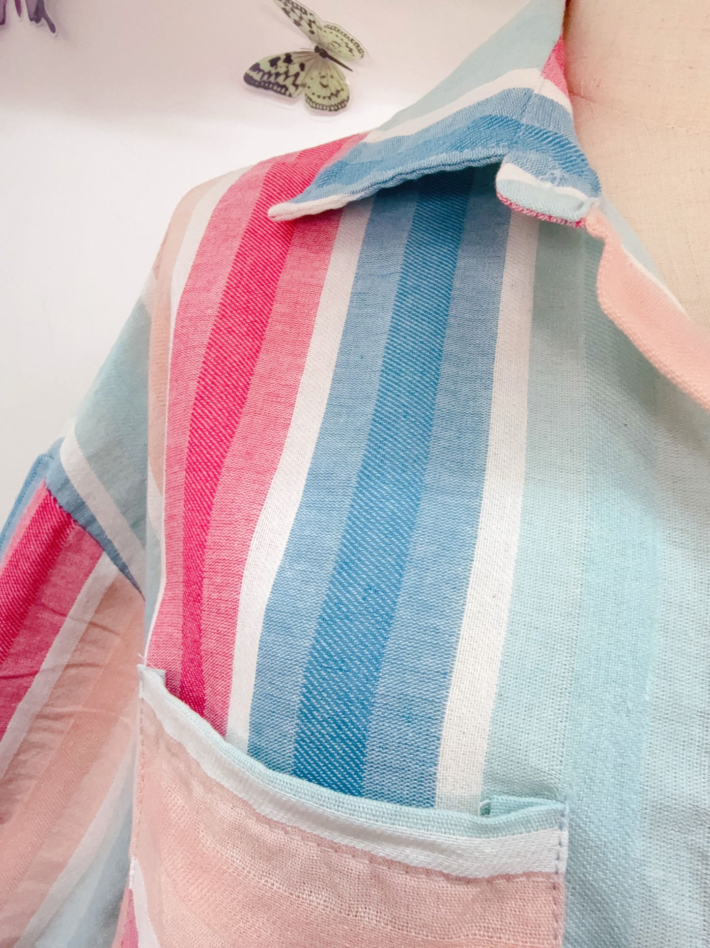 Baumwolle Bluse Streifen Pastell