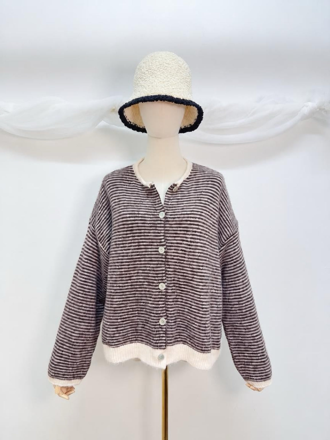 Streifen Cardigan Strickjacke
